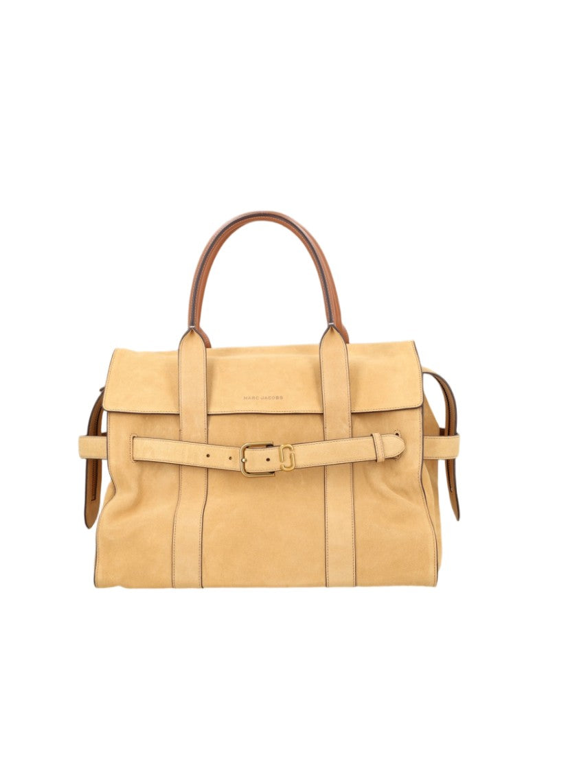Marc Jacobs Structured Suede Shoulder Bag With Flap Closure And Belt Detail