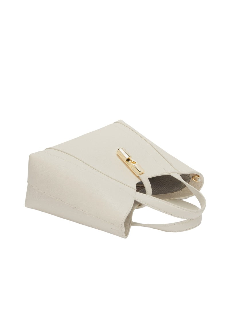Furla Goccia S Tote Leather Handbag, Cream Color