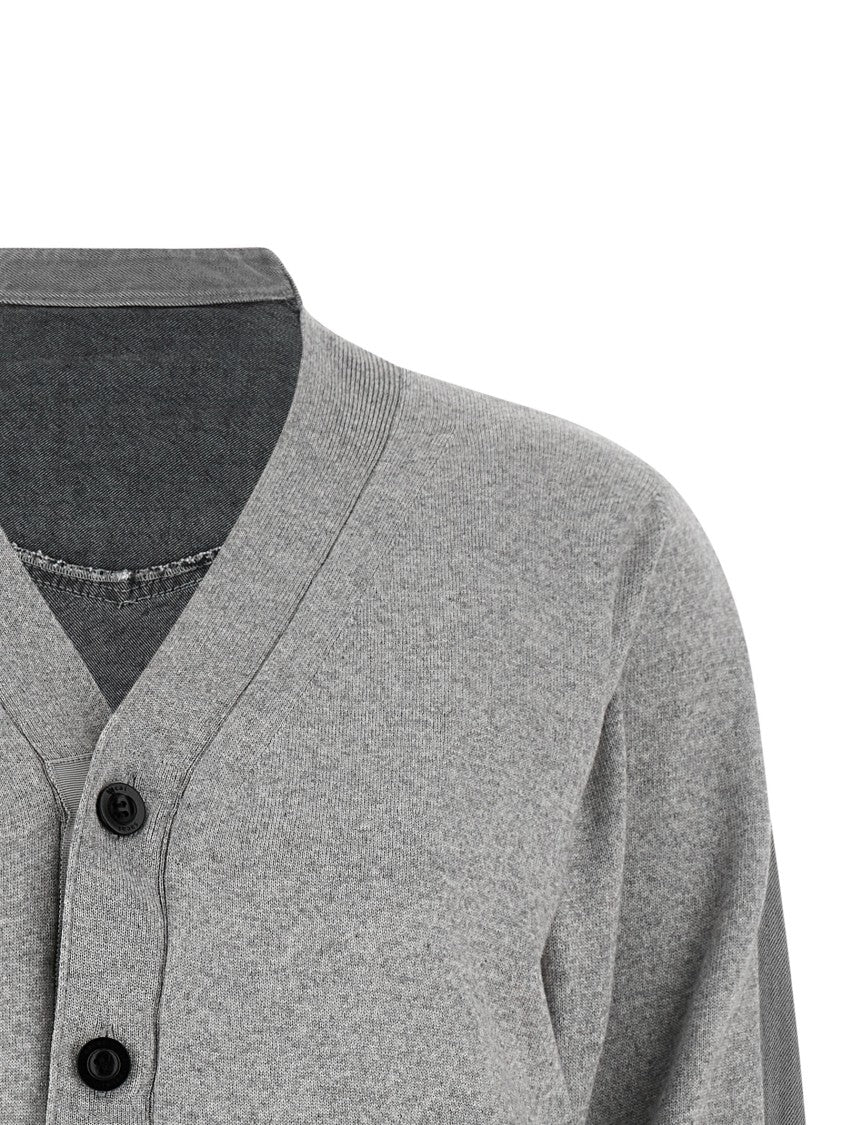 Sacai Asymmetrical Hem Cardigan With Shirt-Style Back