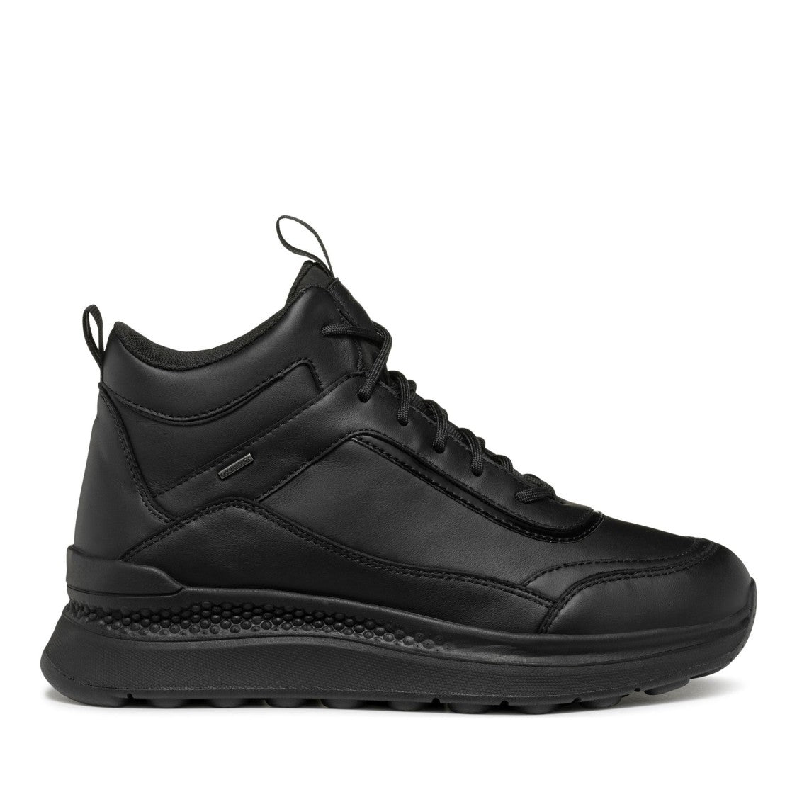 Geox Spherica Actif Black Flat Lace-Up Leather Boots