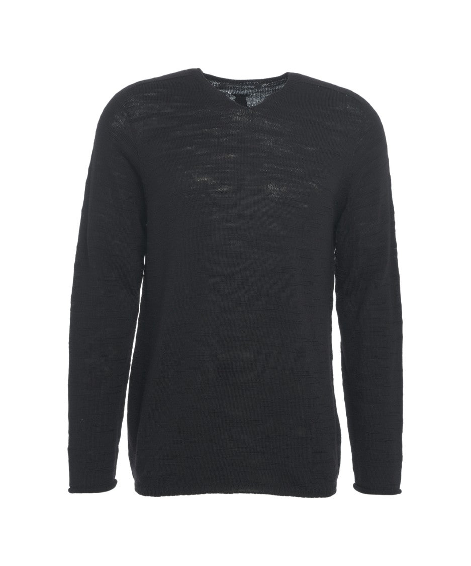 Hannes Roether Black V-Neck Sweater With Lightweight Knit