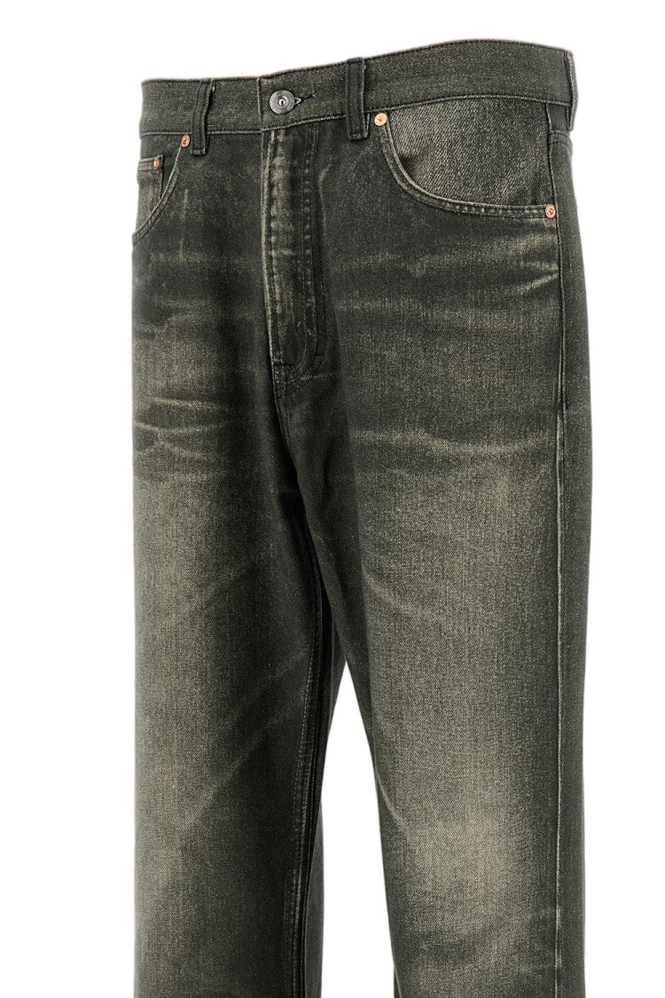 Our Legacy Digital Trompe L'oeil Print Black Jeans With Relaxed Fit