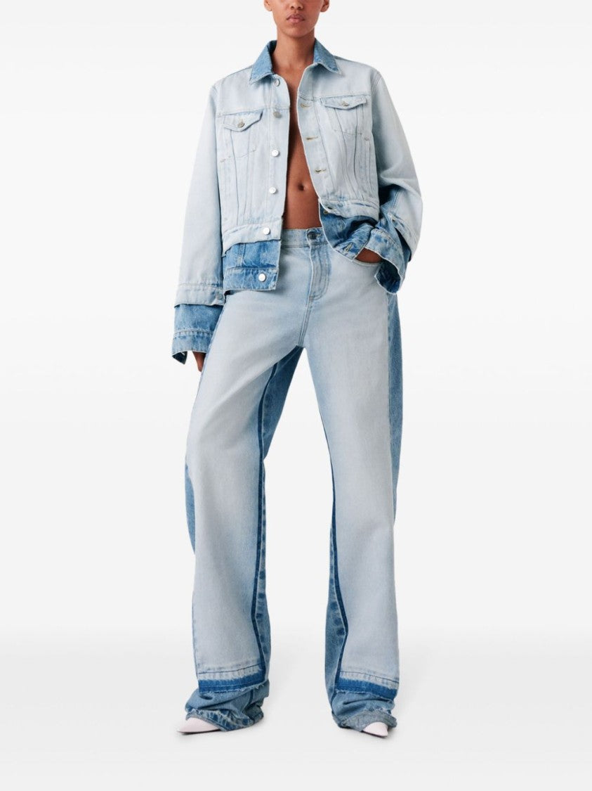 Stella Mccartney Two-Tone Straight Leg Jeans With Concealed Fly