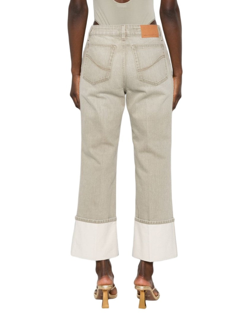Stella Mccartney Blue Cropped Straight-Leg Wide Cuffs Jeans