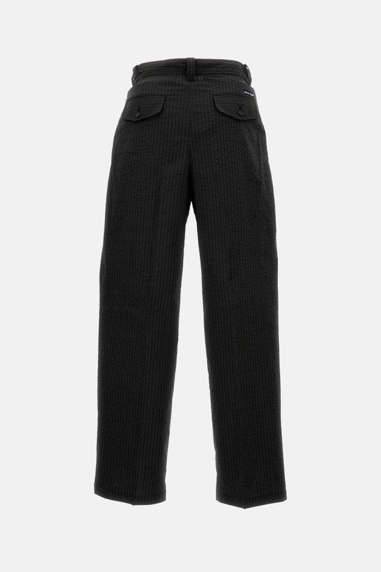 Maison Kitsuné Wide-Leg Striped Cotton Trousers