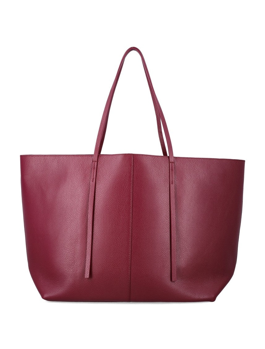 By Malene Birger Abilla Oversized Leather Burgundy Tote