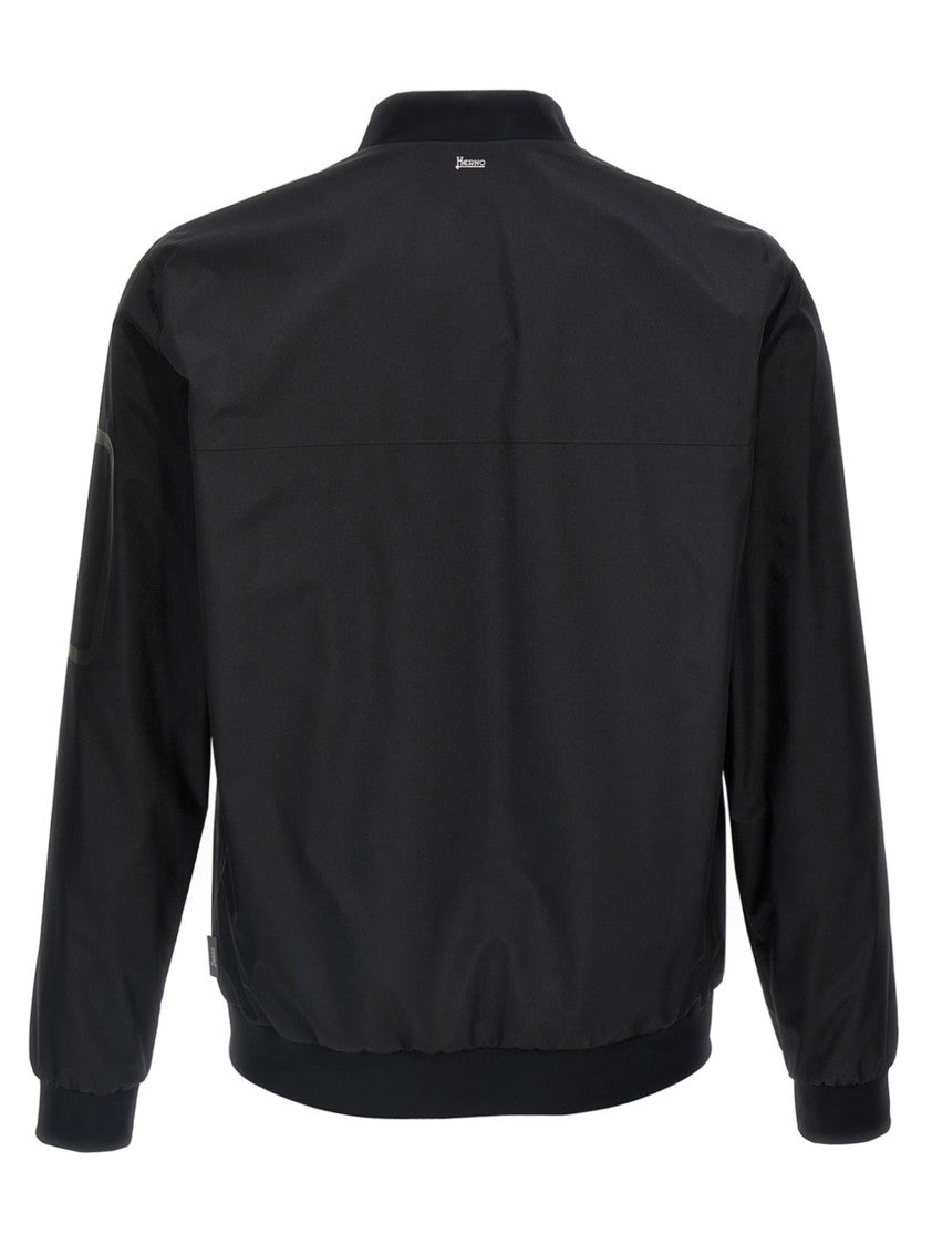 Herno Technical Black Bomber Jacket With Gore-Tex Infinium