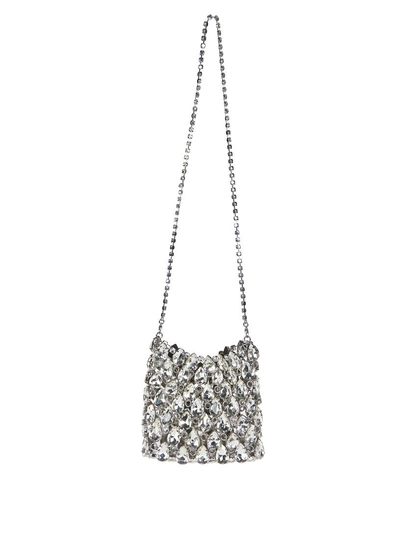 Self-Portrait Silver Crystal Chainmail Grid Mini Handbag