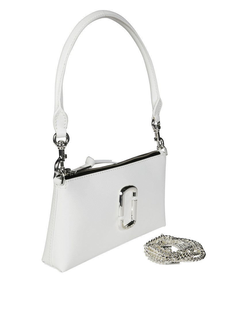 Marc Jacobs Rectangular Handbag With Silver Emblem And Chain Strap