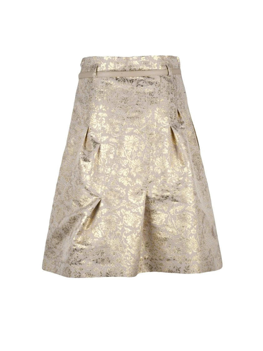 Max Mara Beige Metallic Polyester-Blend Pascia Mini Skirt