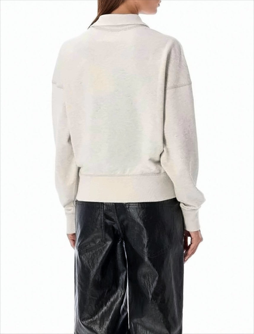 Isabel Marant Half-Zip Long-Sleeved Pullover Top With Classic Collar