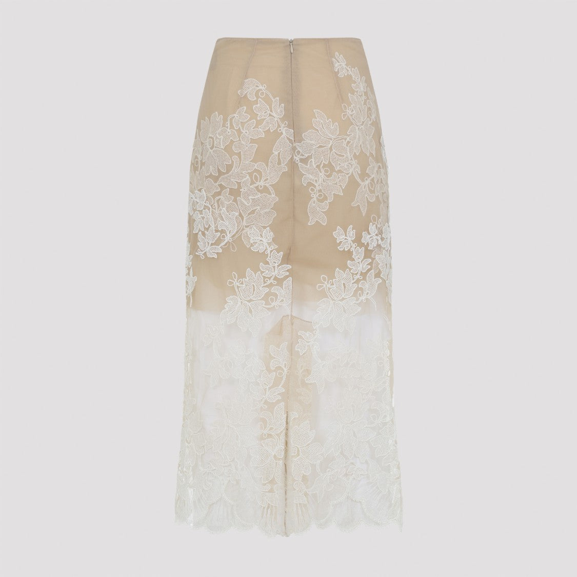 Ermanno Scervino Midi Skirt With Floral Lace Overlay