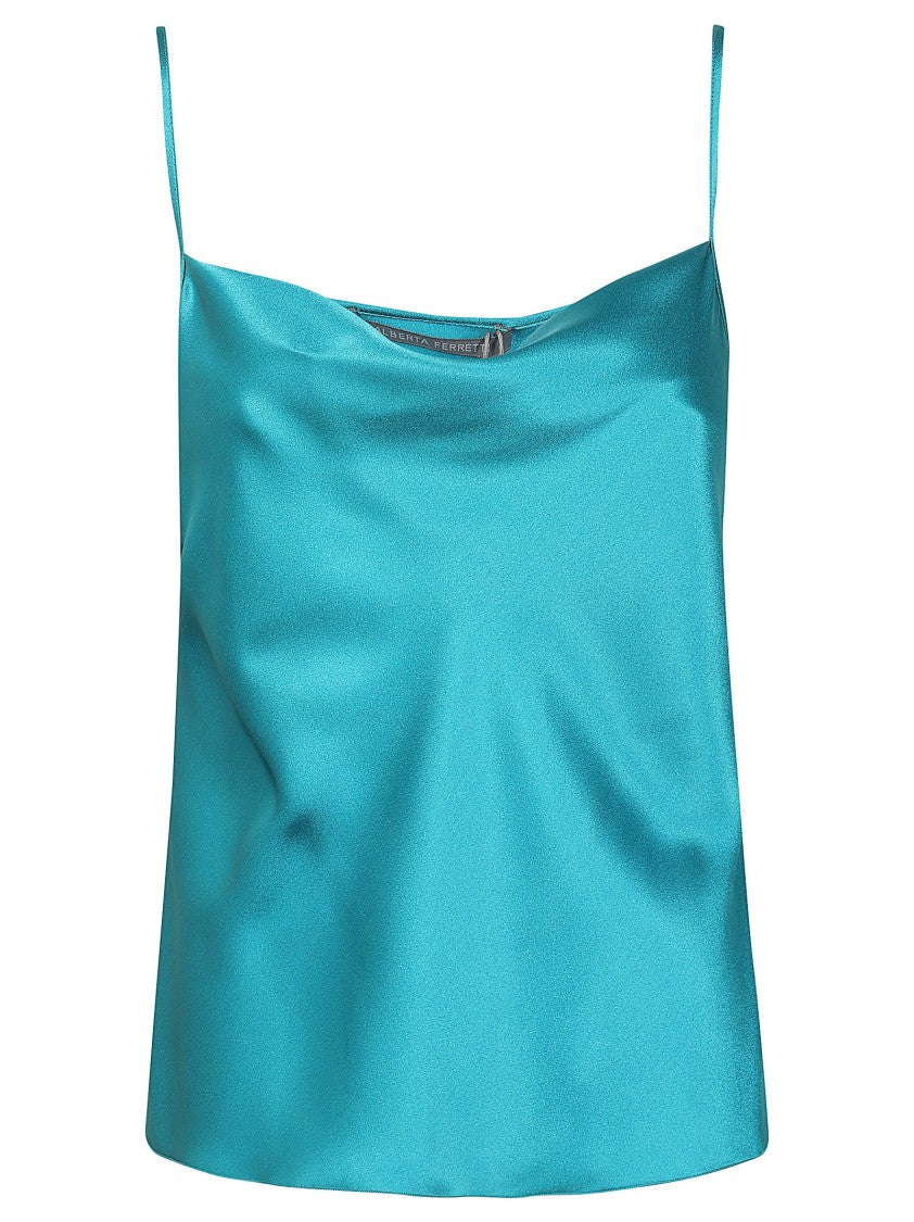 Alberta Ferretti Relaxed Fit Satin-Like Acetate Top With Adjustable Straps