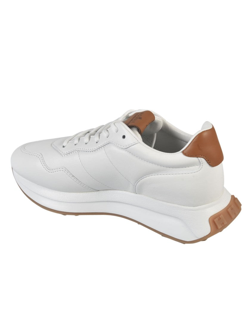 Hogan White Calf Leather Sneakers With Logo Patch
