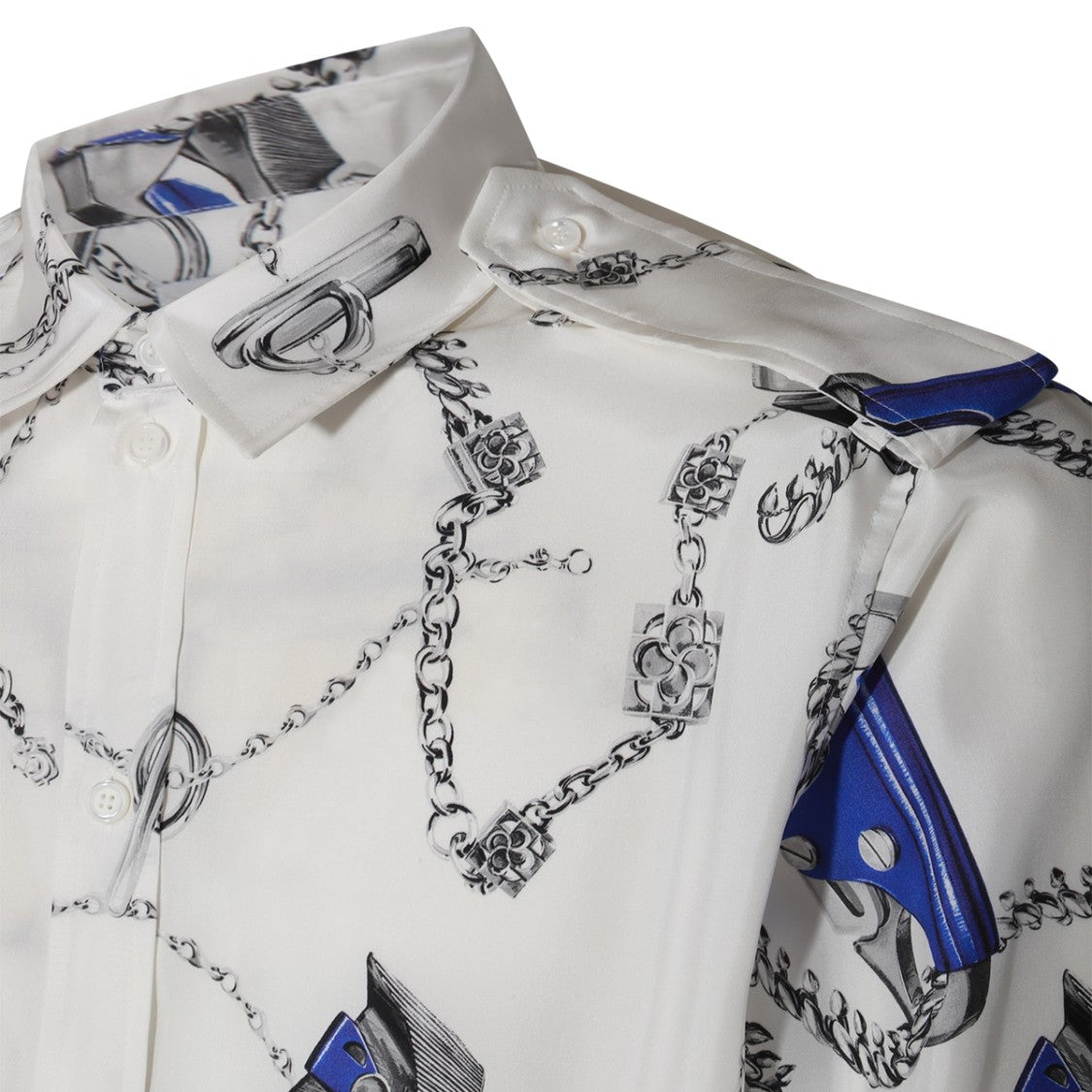 Burberry White Silk Round Hem Shirt