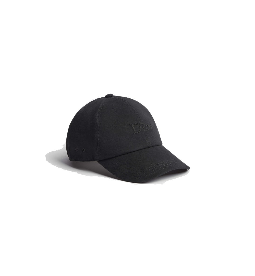 Christian Dior Curved Brim Black Baseball Cap With Tonal Embroidery