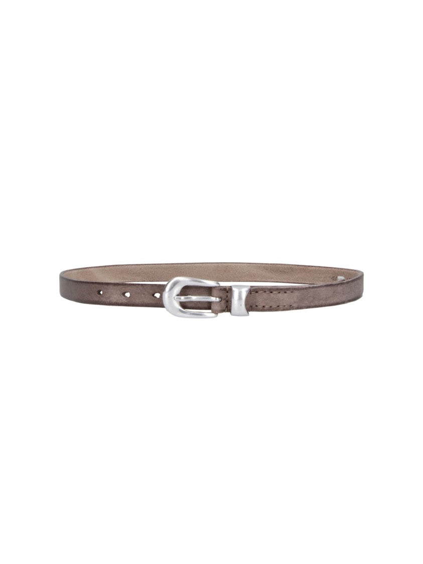 Our Legacy Brown 2Cm Silver Buckle Leather Belt