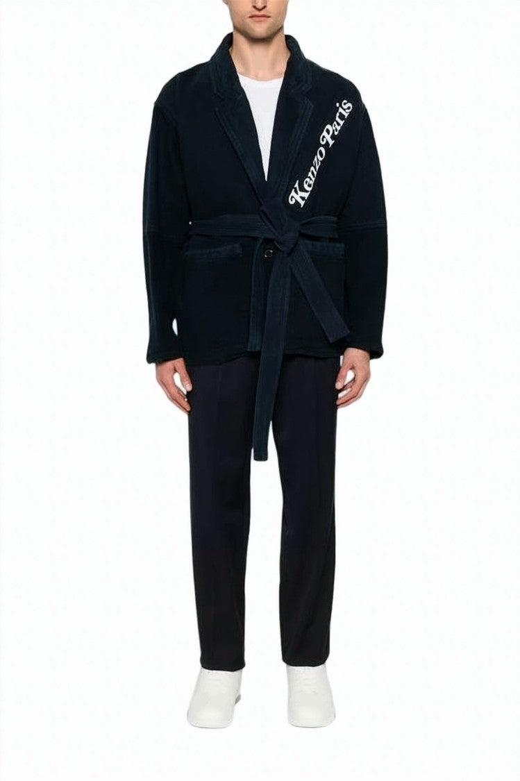 Kenzo Boxy Fit Casual Jacket With Wrap-Around Belt And Logo Detail