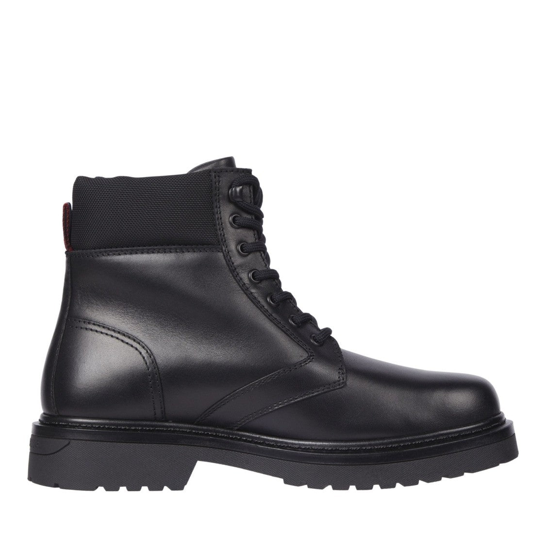 Tommy Jeans Black Lace-Up Padded Collar Leather Boots