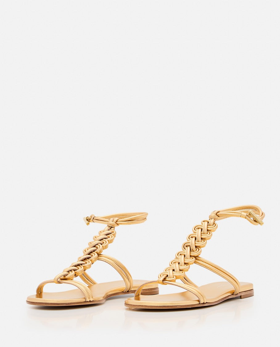 Gianvito Rossi Woven Leather Sandals With Round Open Toe Design
