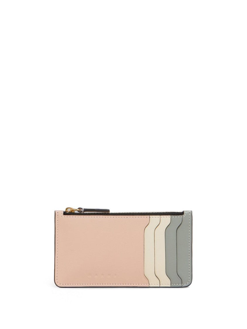 Marni Pastel-Hued Leather Wallet With Zippered Compartment