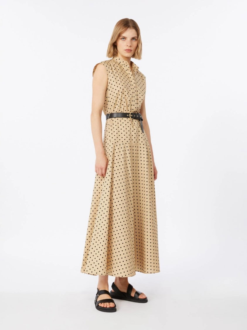 Max Mara Sleeveless Midi Dress With Polka Dot Pattern