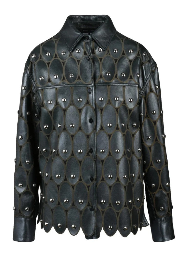 Sword 6.6.44 Leather Studded Shirt - Black