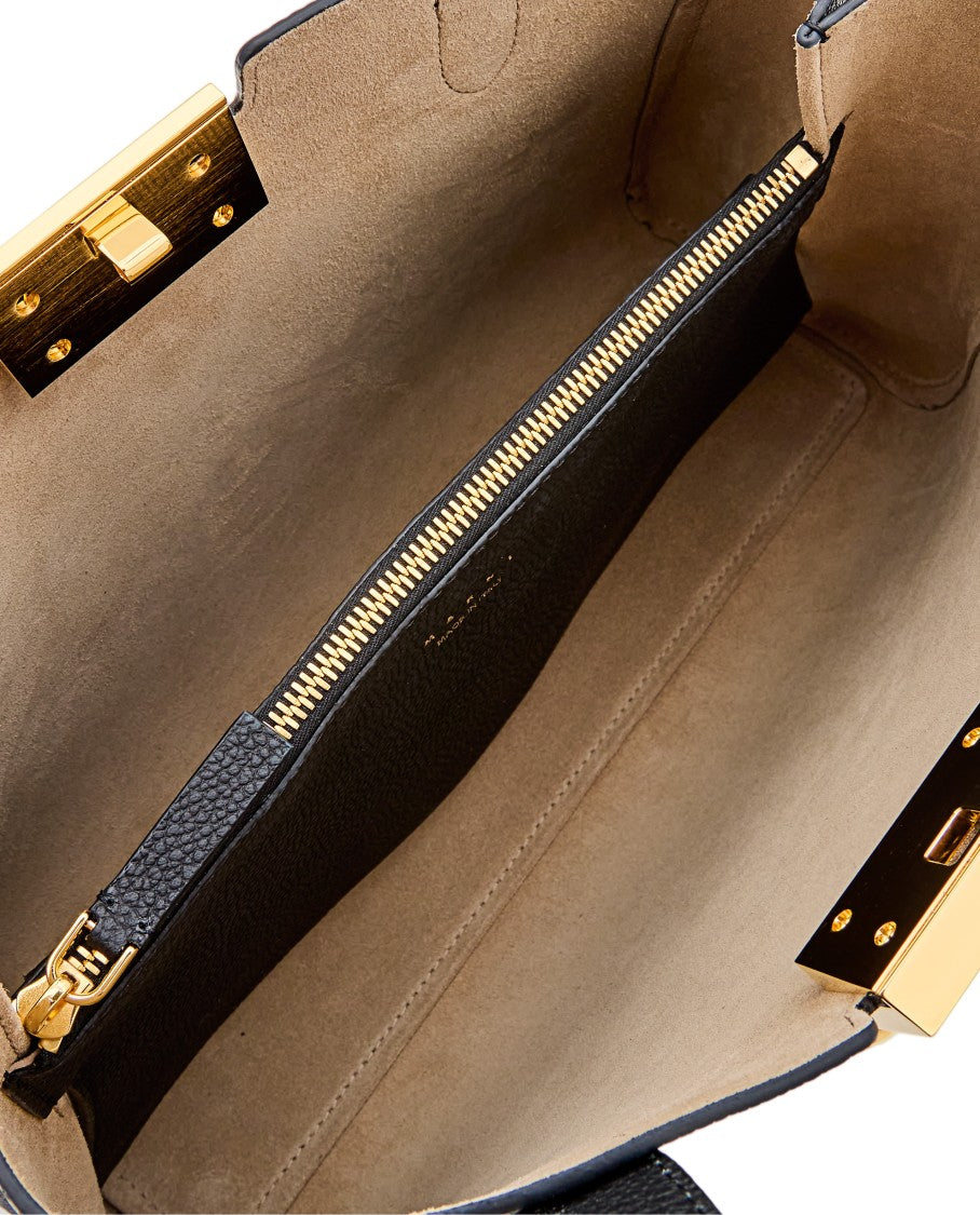 Marni Structured Leather Tote Bag With Metallic Closure