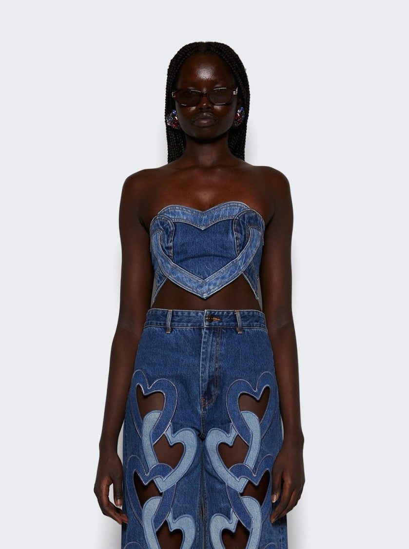 Area Patchwork Heart Bandeau Medium Wash