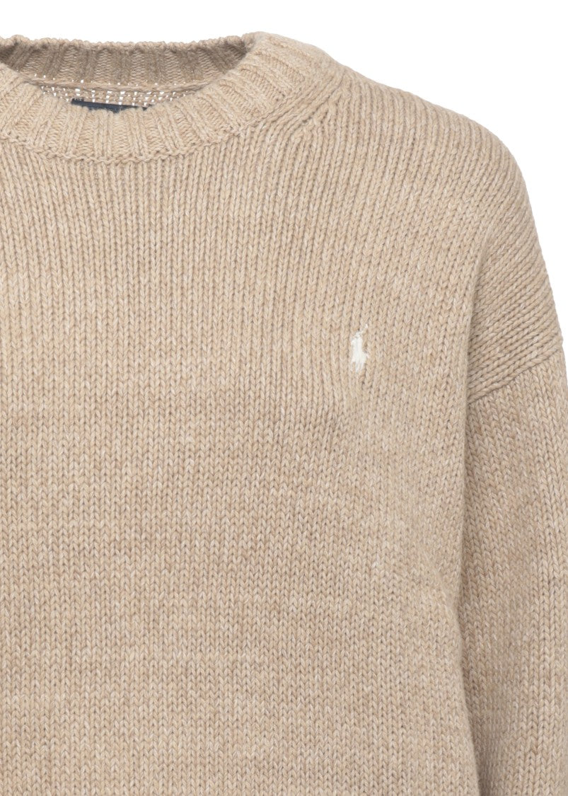 Polo Ralph Lauren Beige Pony Crewneck Cotton Sweater