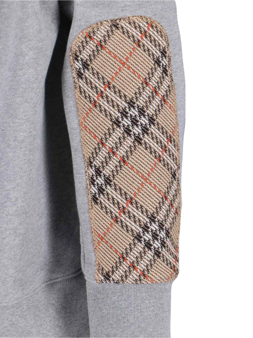 Burberry "Reilly Chk Pch" Hooded Sweatshirt In Grey Cotton