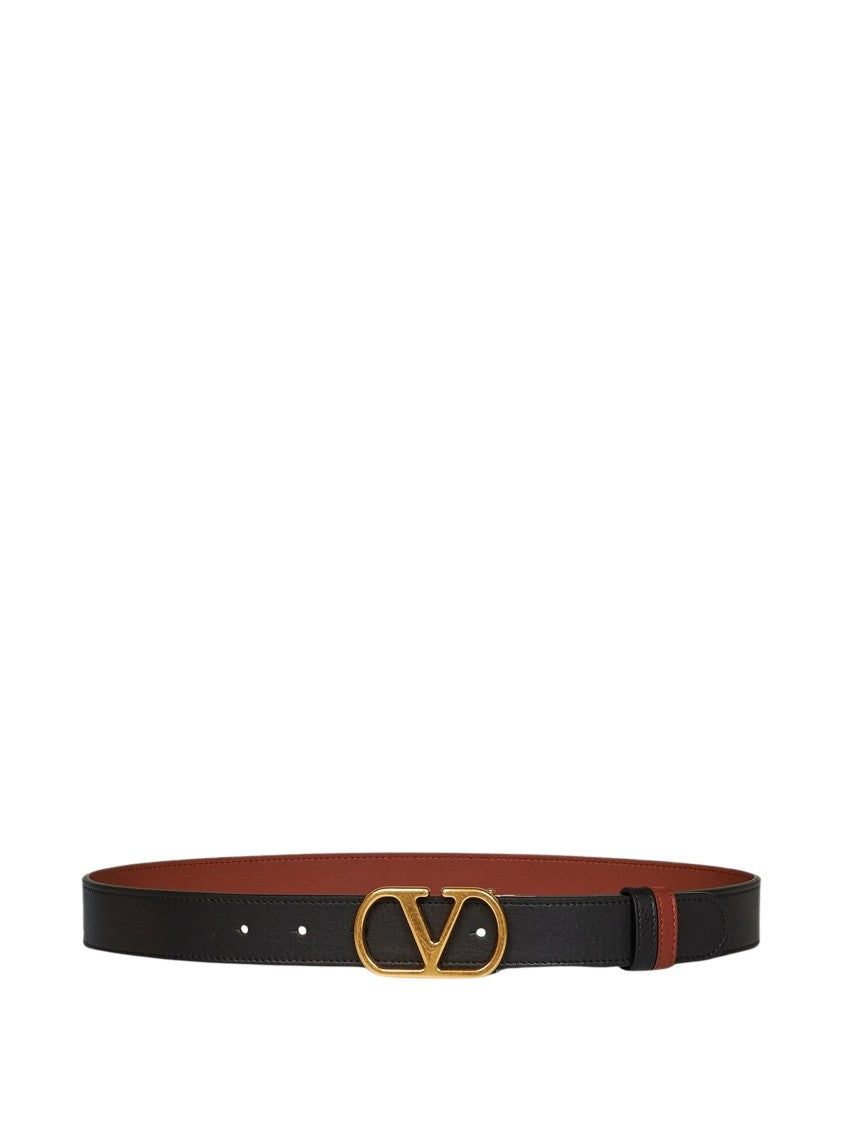 Valentino Reversible V-Buckle Calf Leather Belt