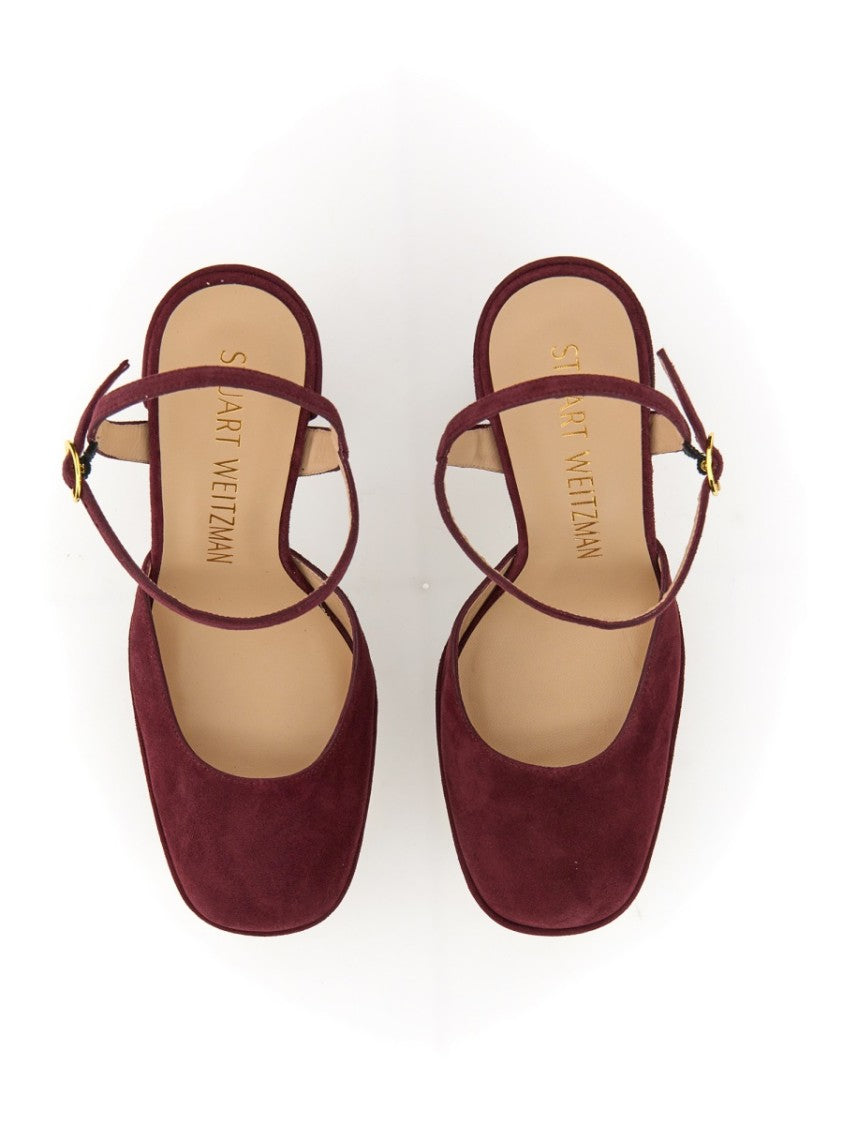 Stuart Weitzman Burgundy Suede Block Heel Platform Pumps