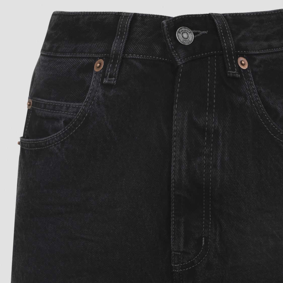 Saint Laurent Black Wash High-Waisted Wide-Leg Jeans