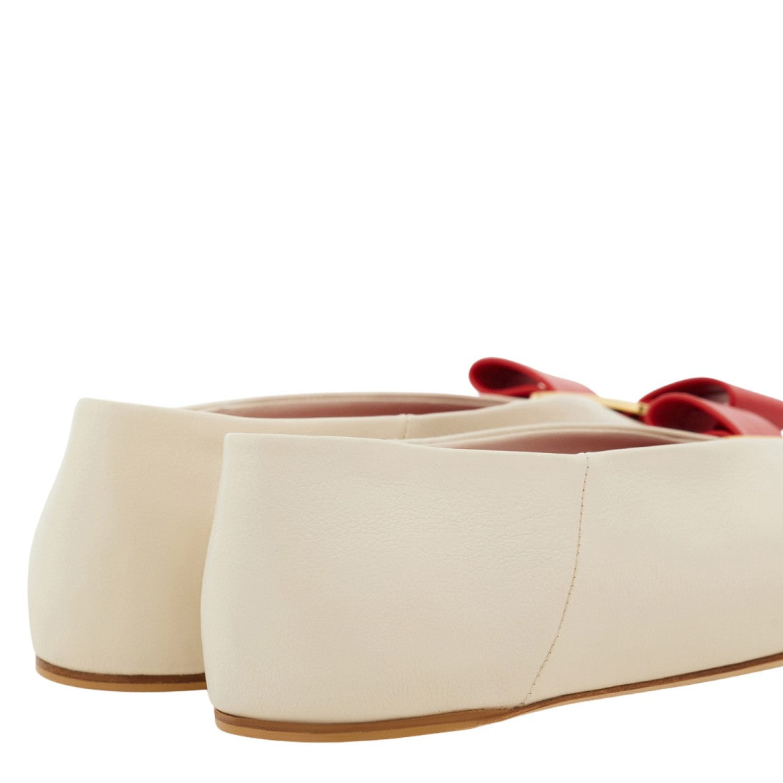 Salvatore Ferragamo Shiny Leather Ballerina Flats With Contrasting Bow