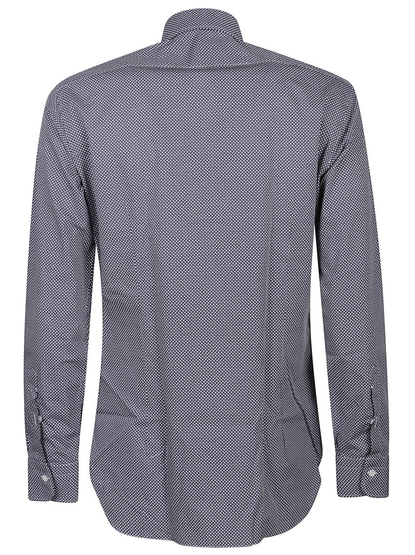 Barba Napoli Long Sleeve Geometric Cotton Shirt