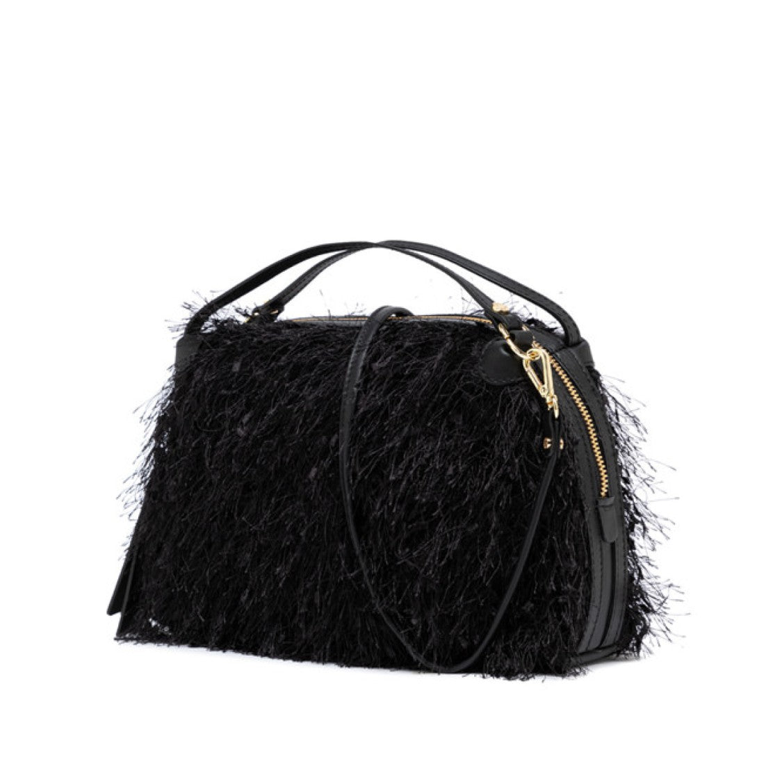 Gianni Chiarini Alifa Handbag In Black Frayed Fabric