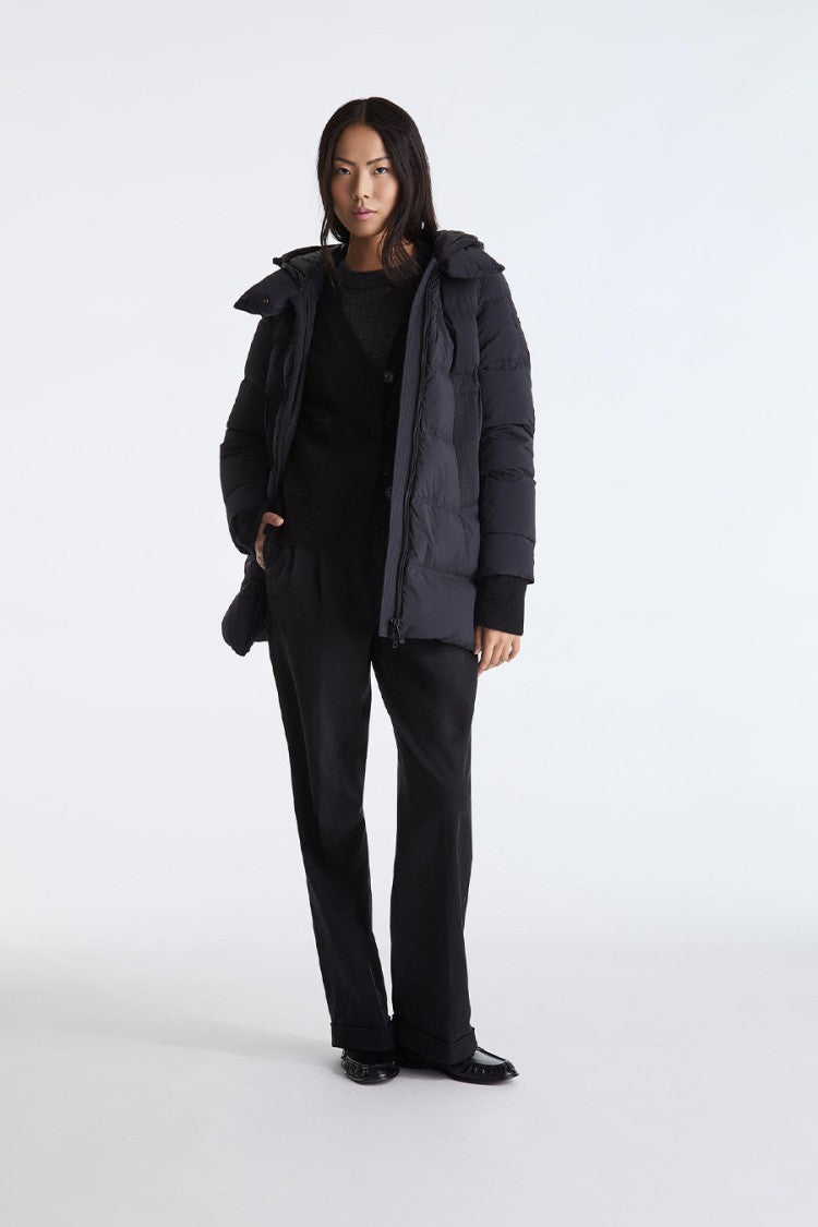 Peuterey Black Hooded Mid-Length Down Puffer Jacket