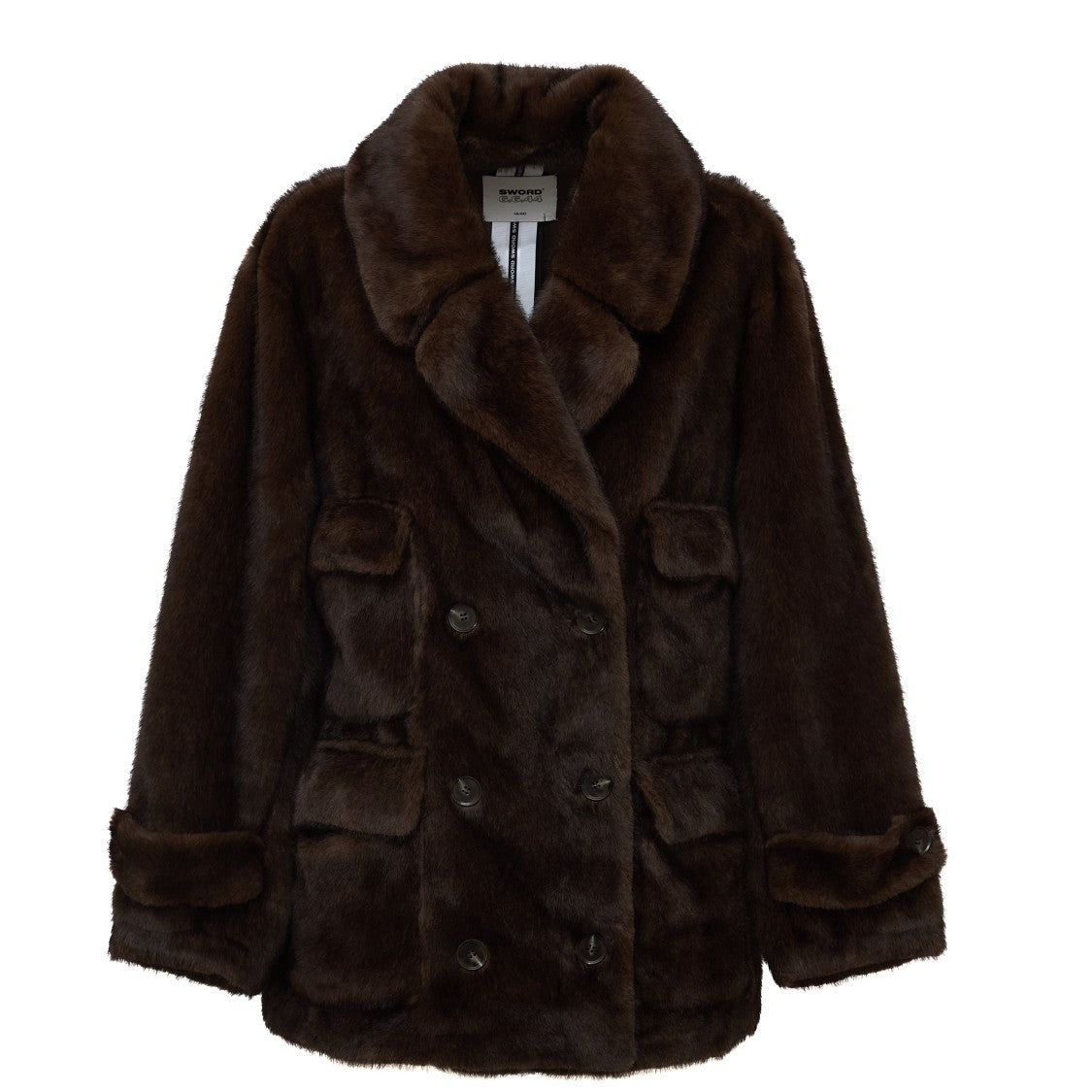 Sword Double-Breasted Mid-Length Fake Fur Coat