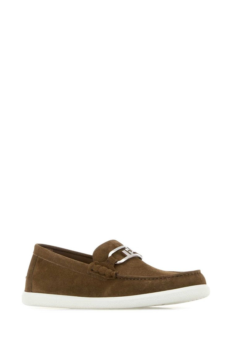 Fendi Brown Suede O Lock Light Loafers