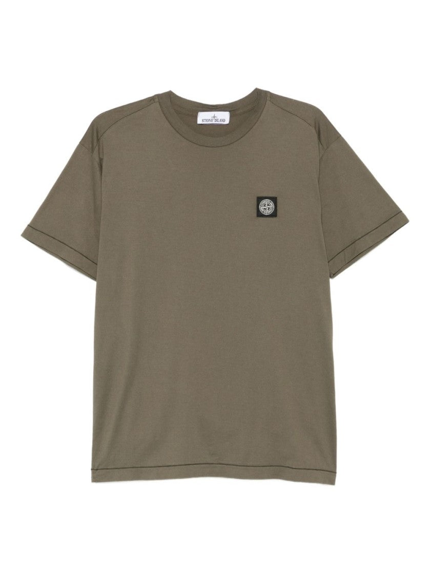 Stone Island Relaxed-Fit Olive Green Cotton T-Shirt