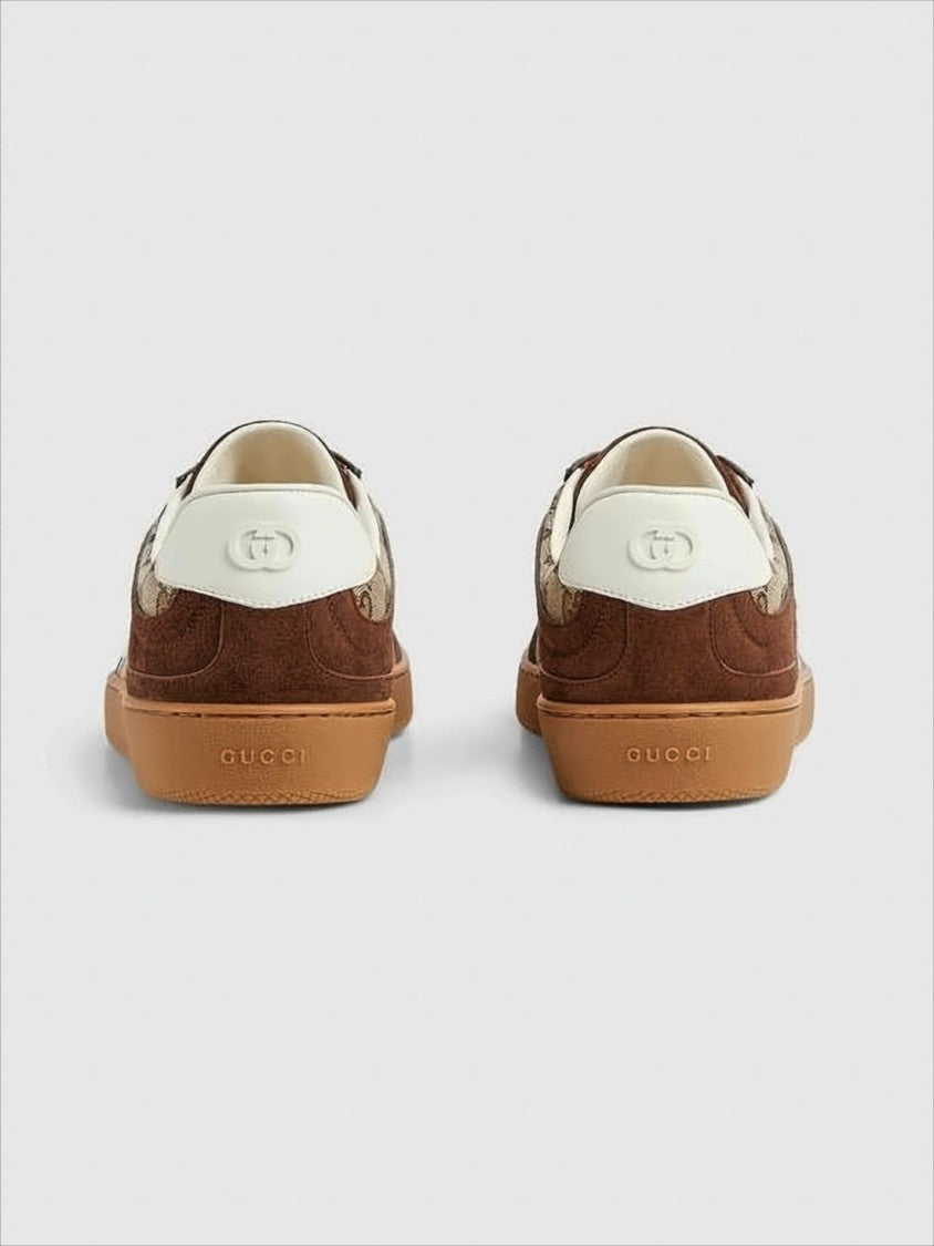 Gucci Monogram-Patterned Canvas And Suede Low-Top Sneakers
