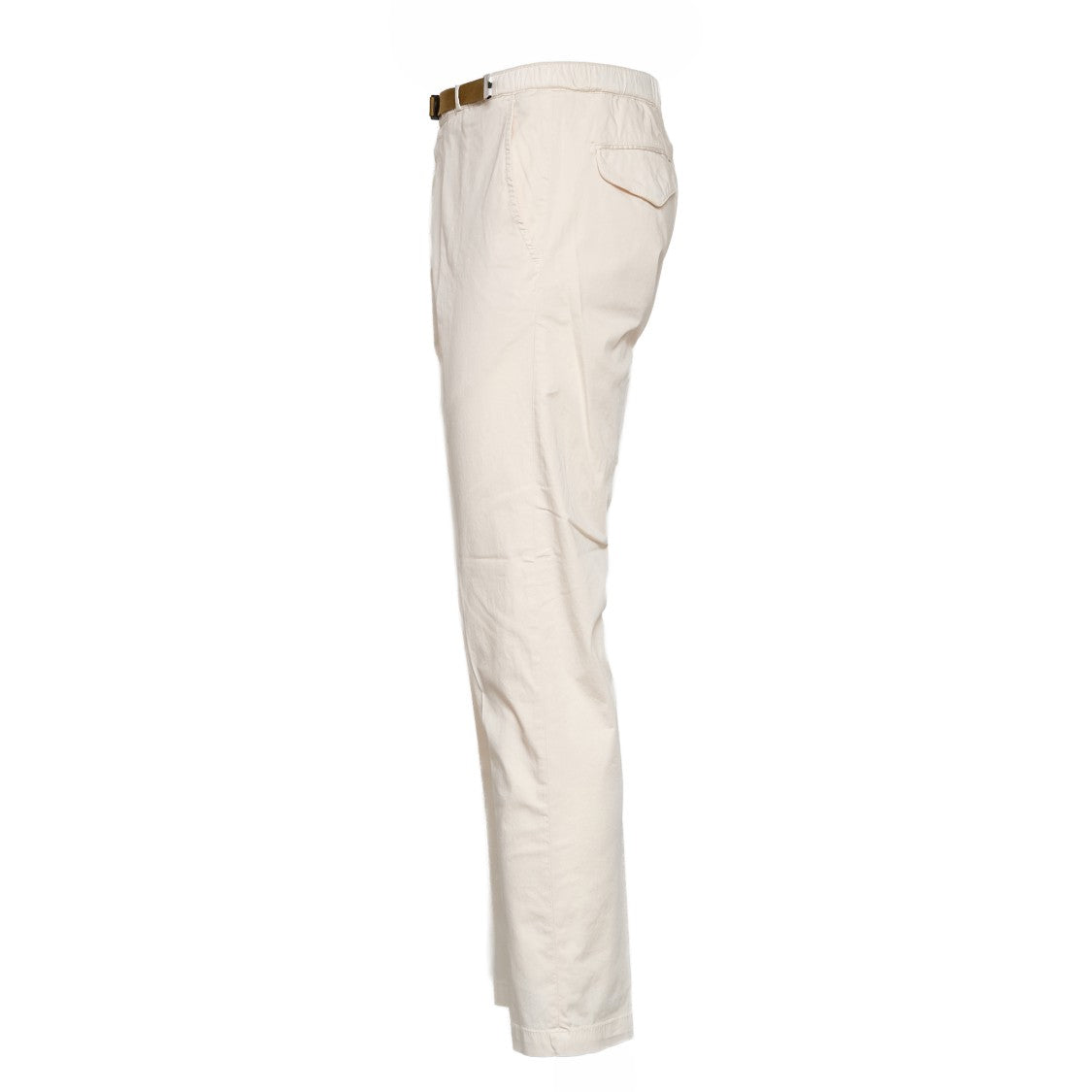 White Sand Satin Cotton Drawstring Straight Leg Pants