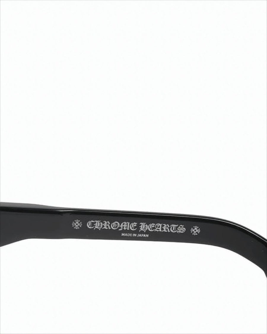 Chrome Hearts Rectangular Black Acetate Sunglasses With Silver Accents