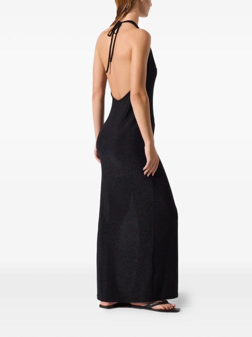 Karl Lagerfeld Maxi Dress With Deep V-Neckline And Open Back