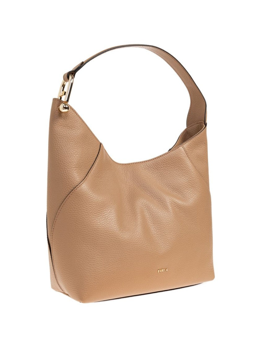 Furla Slouchy Brown Pebbled Leather Handbag