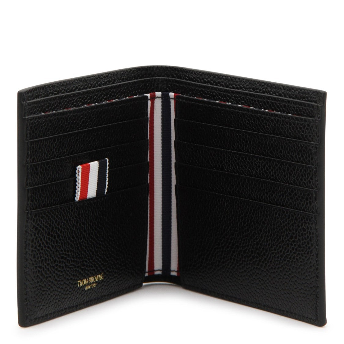 Thom Browne Textured Black Leather Wallet With Snap Closure