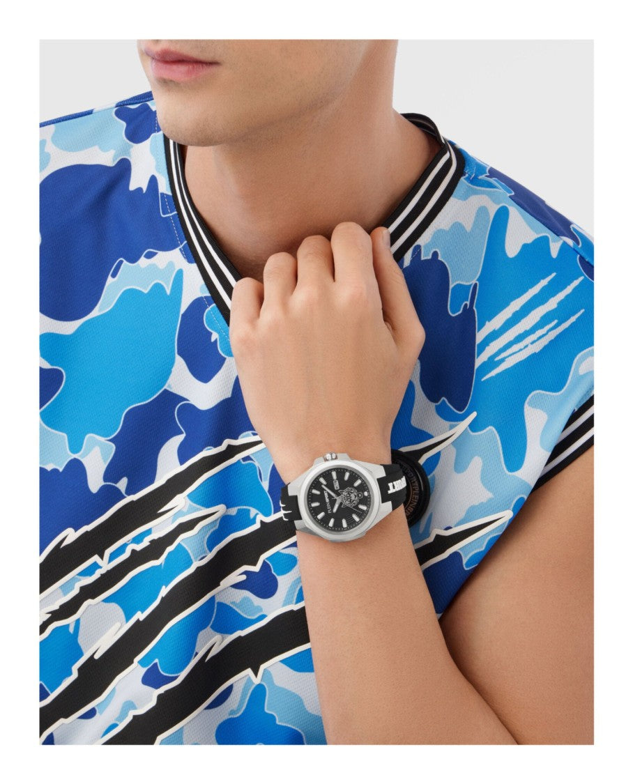 Plein Sport Robust Black Silicone Strap Watch With Date Function