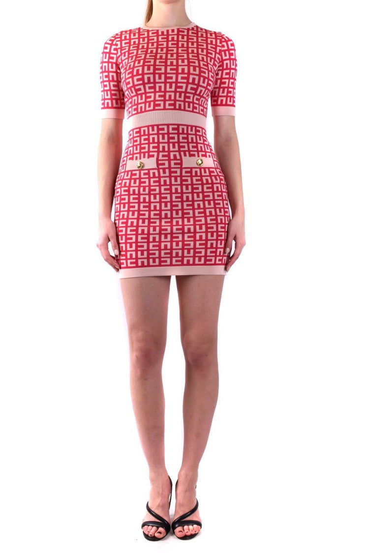 Elisabetta Franchi Red Monogram Pattern Minidress
