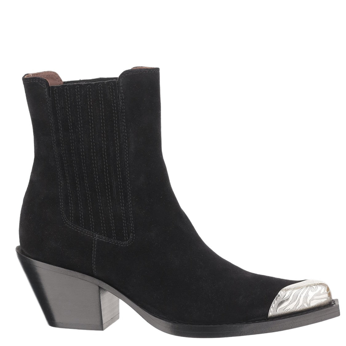 Paris Texas Pointed-Toe Suede Ankle Boots With Metallic Detailing